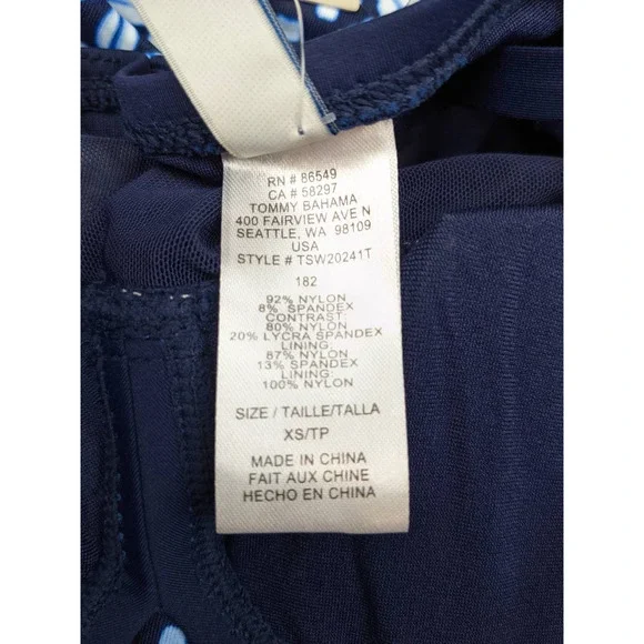 Tommy Bahama Indigo Cowrie Diamonds Over The Shoulder Shirred Tankini To… - Picture 8 of 10